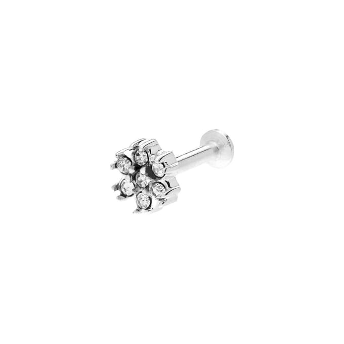 Lucardi - Dames Stalen helixpiercing met kristal - Piercing - Staal - Zilverkleurig