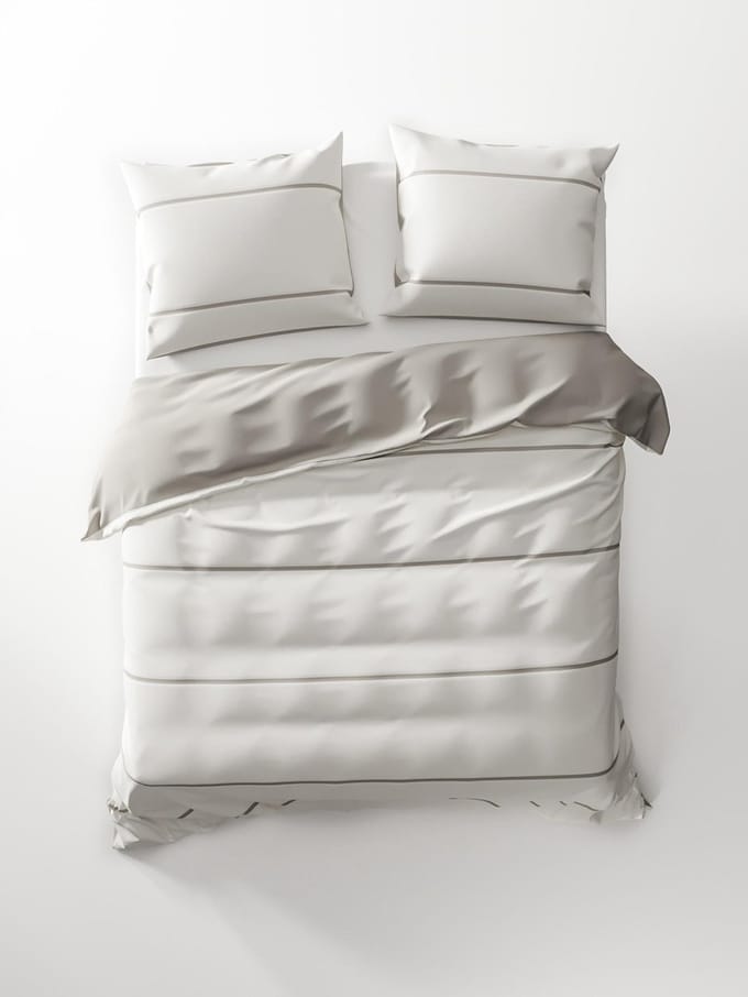 HNL Jason Dekbedovertrek - Eenpersoons - 140x200/220 cm - Off-White/Bleached Sand