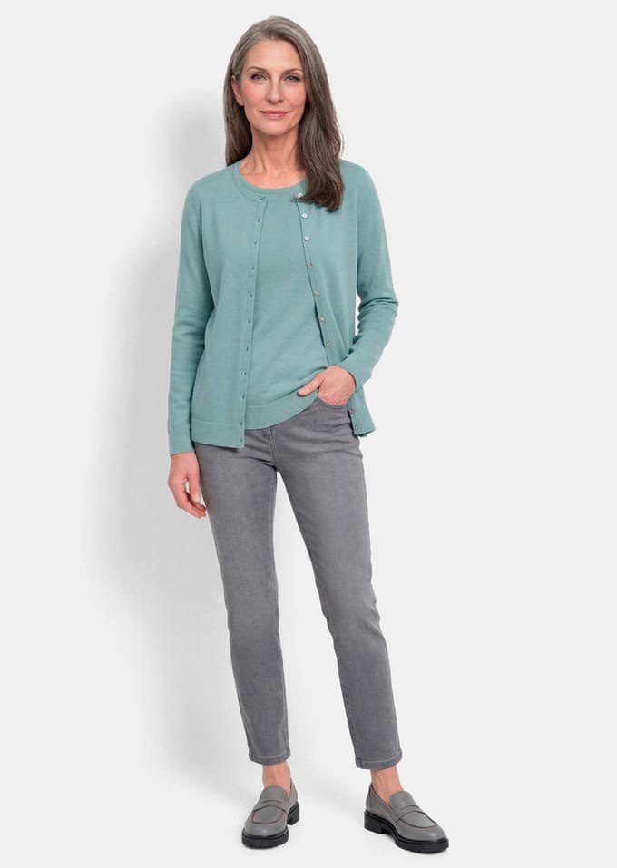 Tricot ensemble - grijsgroen - Gr. 42 van Goldner Fashion