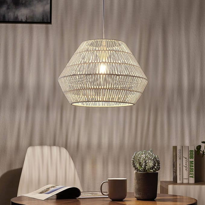 Lindby - hanglamp - 1licht - papier, metaal - H: 27.5 cm - E27 - wit