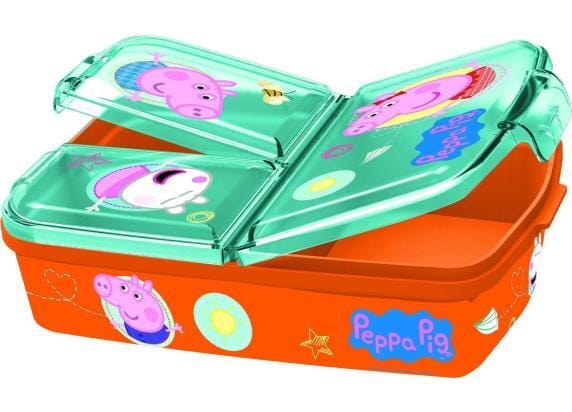 Peppa Pig Broodtrommel 3 vakjes - 18,5x15 cm - Brooddoos - Lunchbox