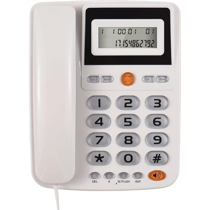 Téléphone fixe filaire de bureau téléphone filaire à gros boutons pour personnes âgées téléphone avec écran LCD blanc
