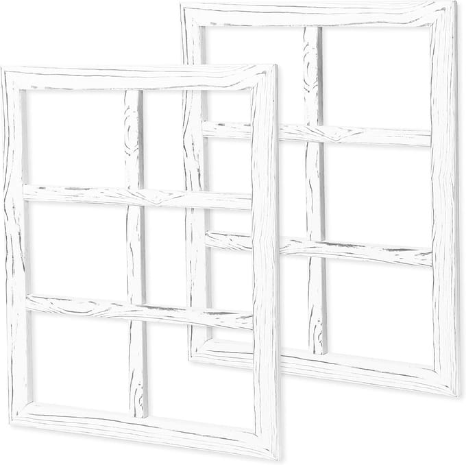 Decoratieve Raamkozijn Wanddecoratie - Set van 2 - Rustiek Hout