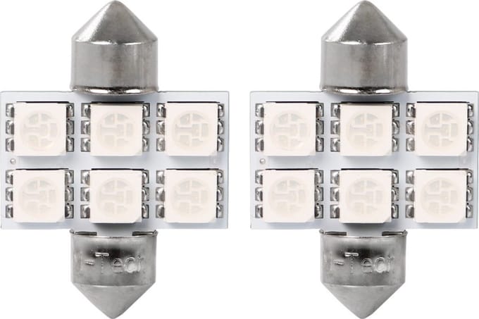 C5W 31mm autolamp 2 stuks blauw | LED festoon SV8.5 0.68W - 12V DC