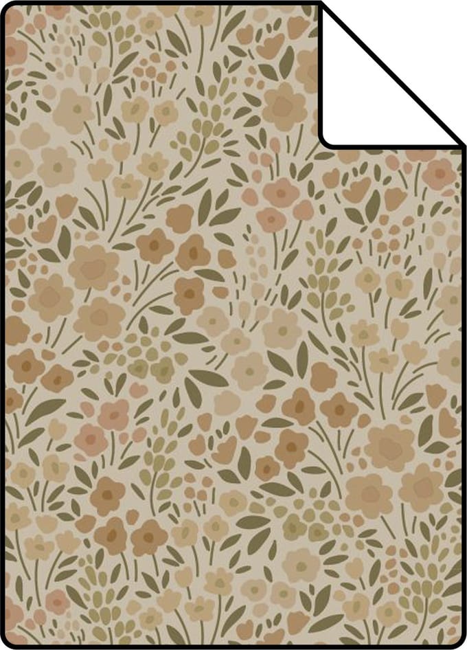 Proefstaal ESTAhome behang bloemetjes beige - 26.5 x 21 cm - 139701-S
