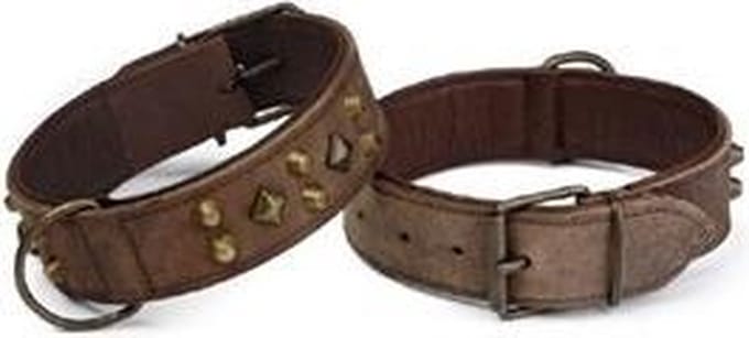 Leren halsband Mohican. Bruin.
