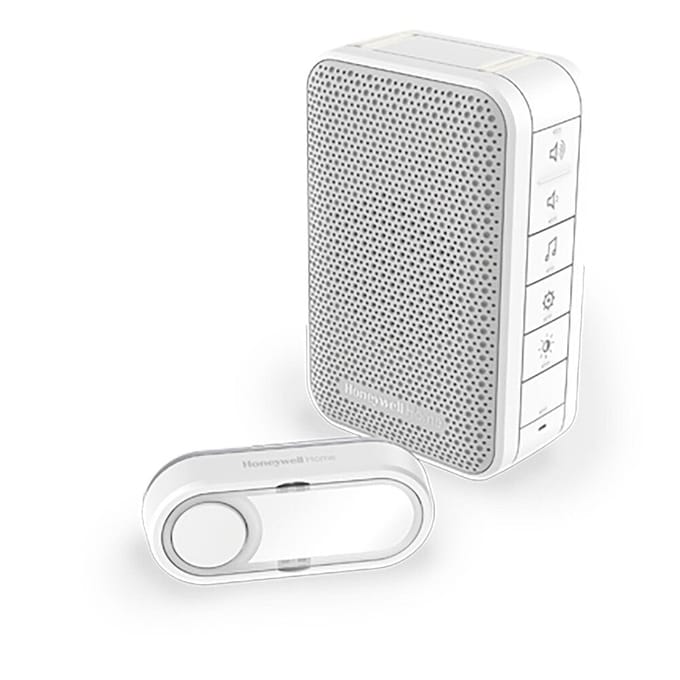 Honeywell DC313N Deurbel - Draadloze draagbare deurbel met volumeregeling en drukknop - Wit