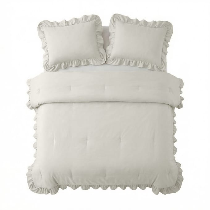 Sleeptime 2 in 1 Dekbed Ruffles - Dekbed zonder Overtrek - Wasbaar Dekbed - 200x200 - Wit