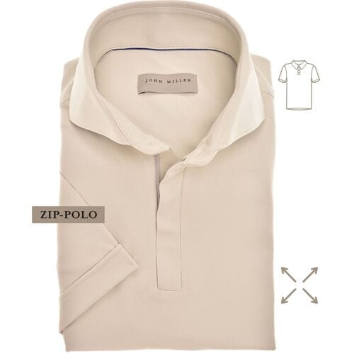 John Miller Slim-Fit Hyperstretch Short Sleeve Zip-Polo Zand / male