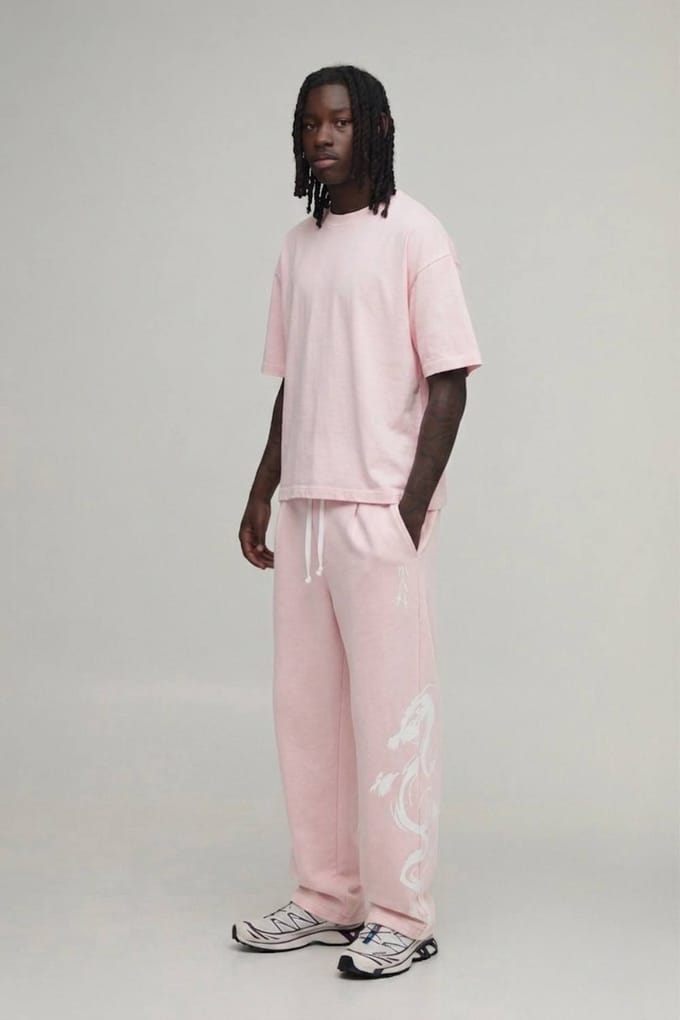 Joggingbroek Met Ballonpasvorm En Drakenprint Gewassen | Pink | Size Medium