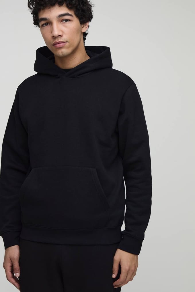Essential Regular Fit Over the Head Hoodie | Black | Size Medium