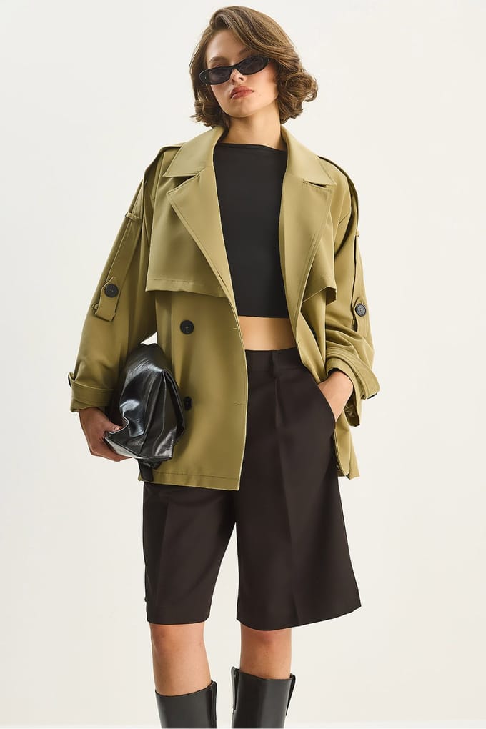 Knopen Midi Trenchcoat