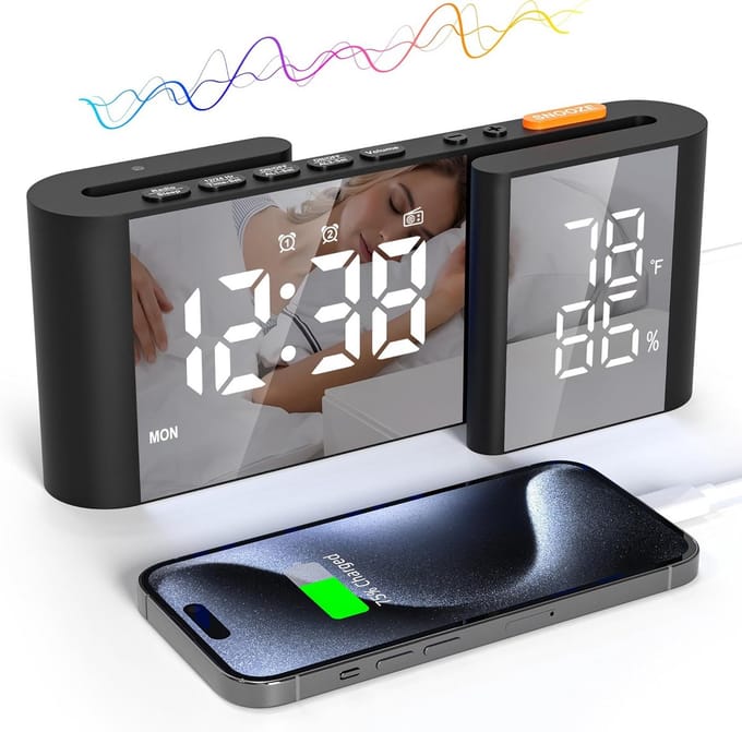 Digitale Wekker Radio met Temperatuur- en Vochtigheidsdisplay en USB-oplader