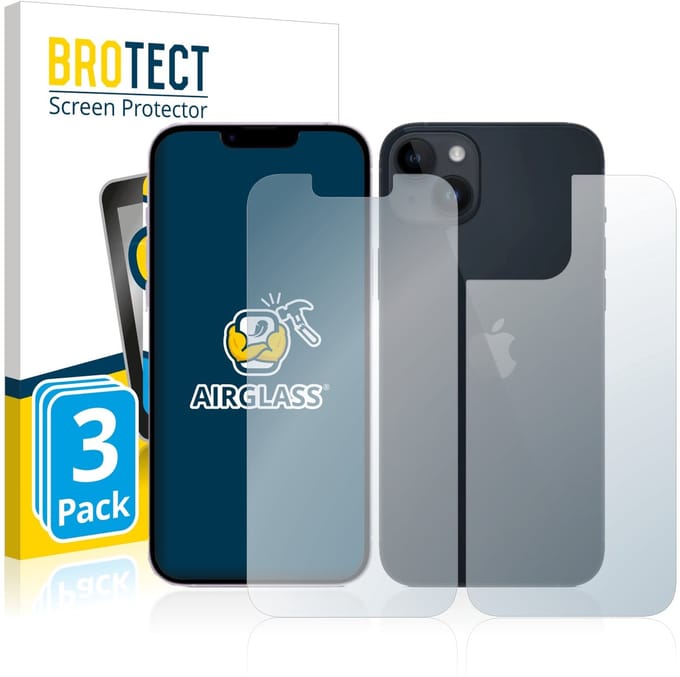 Screenprotector 3 Stuks voor Apple iPhone 14 (Voor+Achter) Beschermglas transparant