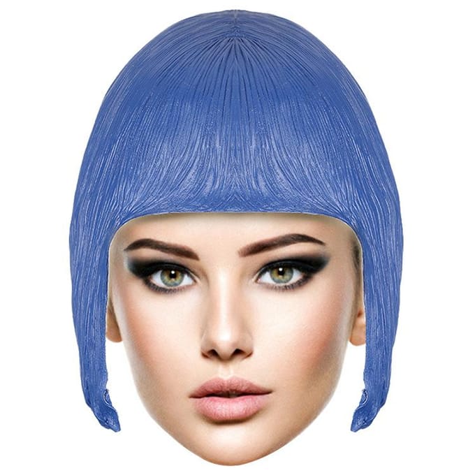 Grappige blauwe hoofddeksel latex masker One size fits all adults blauw