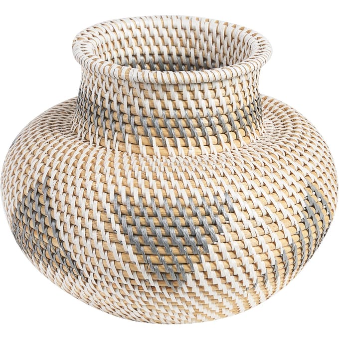 ASAHAN - Decoratieve vaas - Wit - Rotan