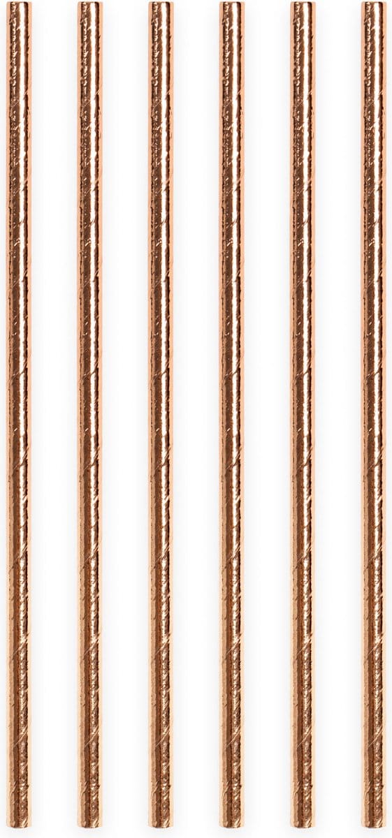 20 Papieren rietjes Metallic Rosé Goud - 6mm x 197mm