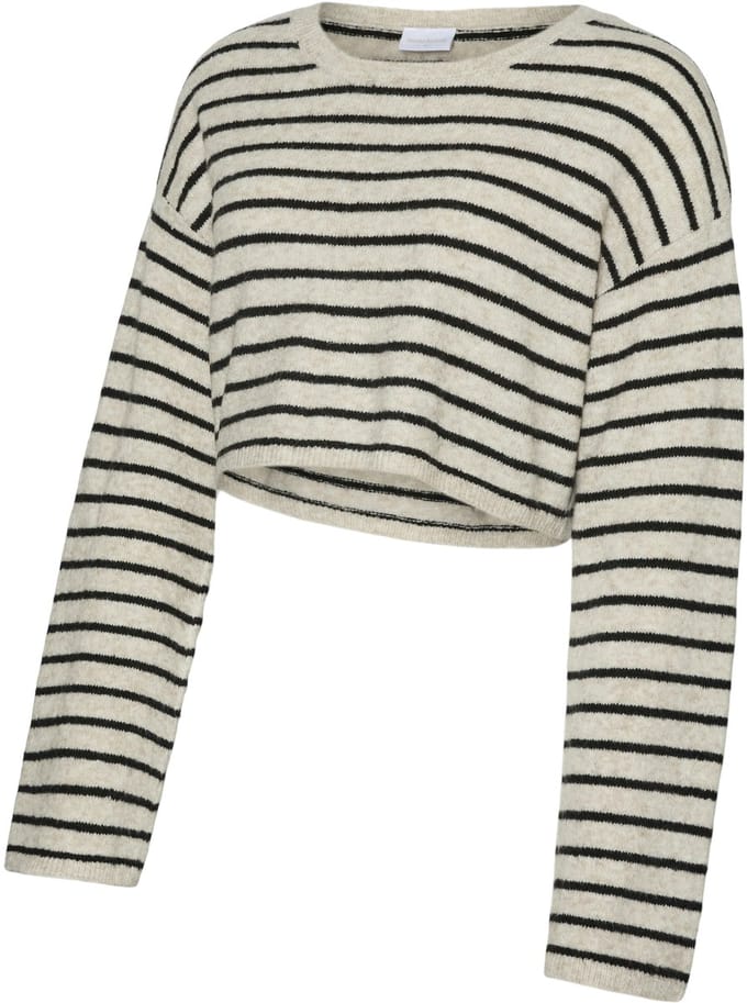 Mama Licious Gebreide pullover Regular fit O-hals Geribde mouwuiteinden Verlaagde schoudernaden Top