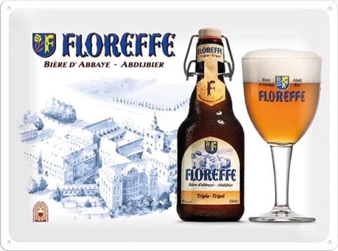 Floreffe Abdijbier Metalen wandbord in reliëf 30 x 40 cm