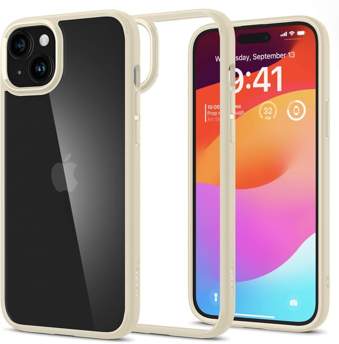 Spigen Ultra Hybrid Apple iPhone 15 Plus Hoesje Back Cover Beige