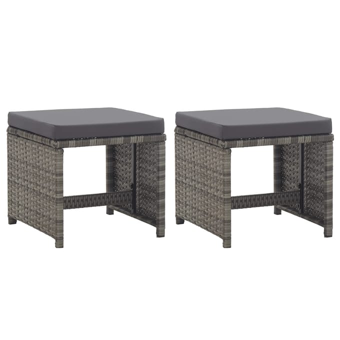 vidaXL - Tuinkrukken - 2 - st - met - kussens - poly - rattan - antraciet