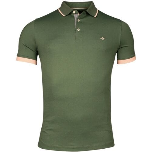 Baileys Polo Solid Piqué Tipping Contrast Color Olijf Groen / male