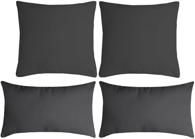 Stof Textile sierkussen Nelson - set 4x - donkergrijs - 2 formaten - bank kussens - polyester