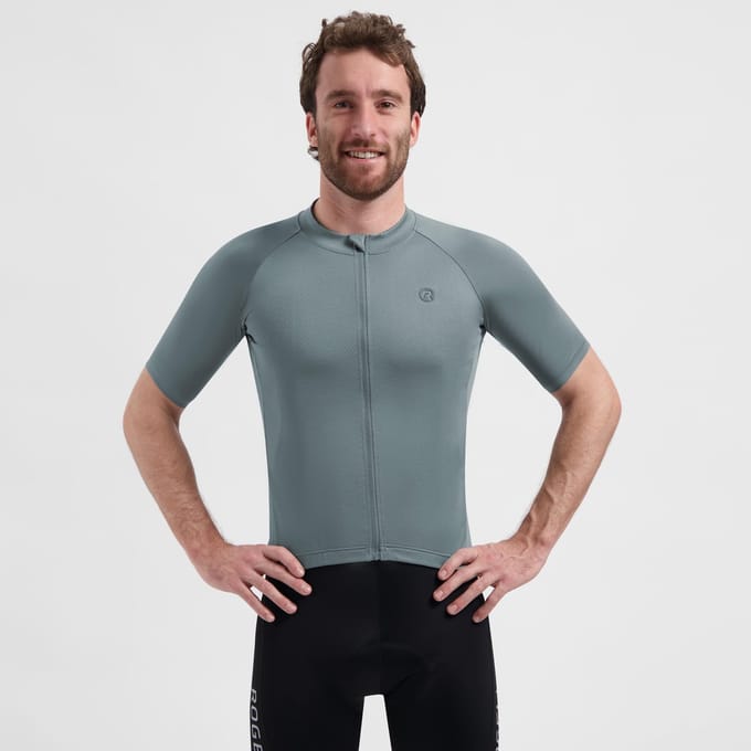 Rogelli Essential II Heren Fietsshirt - Korte Mouw - Lange Rits - Grijs