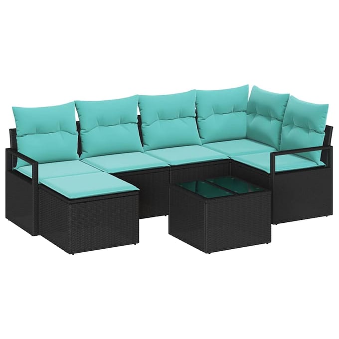 vidaXL Bankstel 7 st Zwart poly rattan
