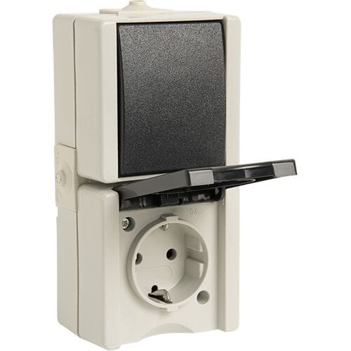 Kopp 139356003 proAQA Compleet Schakel-/stopcontact combinatie spatwaterdicht Grijs 1 stuks 1 stuk(s)