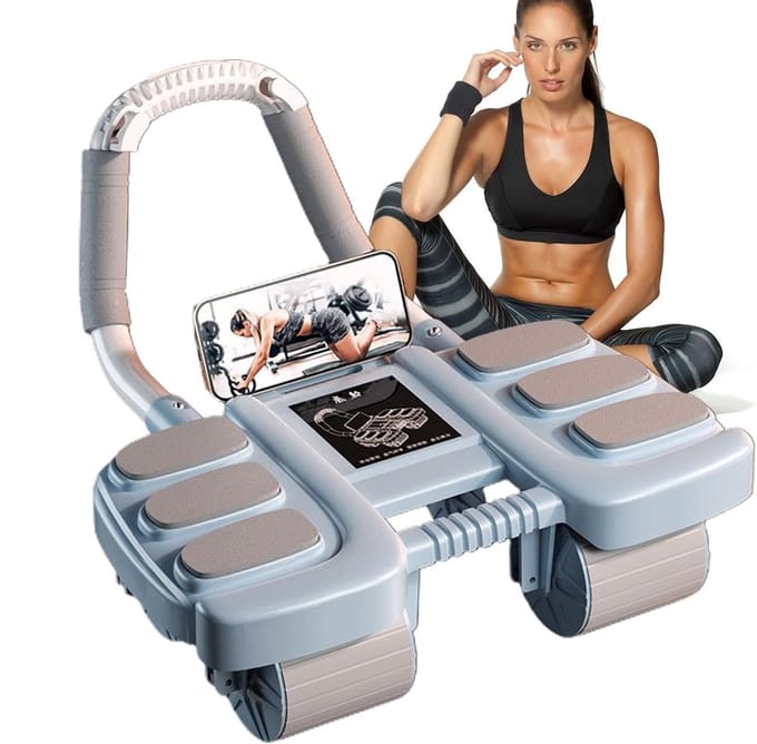 Buikspierroller - Abdominal trainer - Core training - Automatische rebound - 42 x 36 x 24 cm - Blauw
