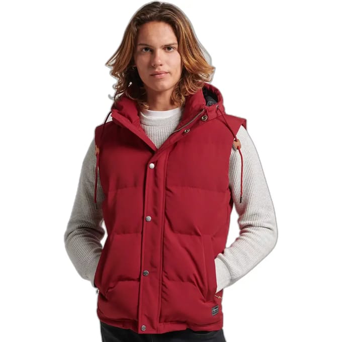 Superdry - Everest pufferbodywarmer met capuchon - Heren - Gilets