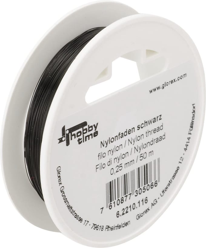 Glorex Hobby Nylon hobby draad - zwart - 0.25 mm x 50 meter