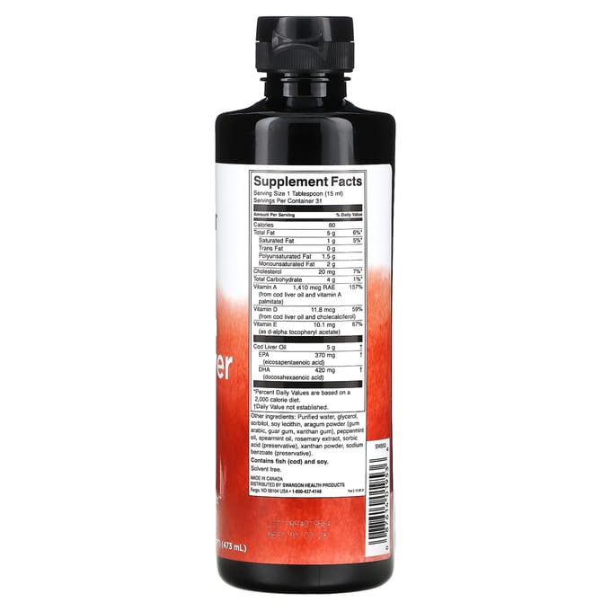 Olie Kabeljauwleverolie, Munt, 473ml(16 fl oz)