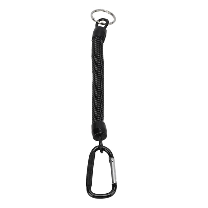 Intrekbaar Elastisch Veertouw Veiligheidsuitrusting Gereedschap Anti-Verlies Sleutelhanger Vissen LanyardZwart black