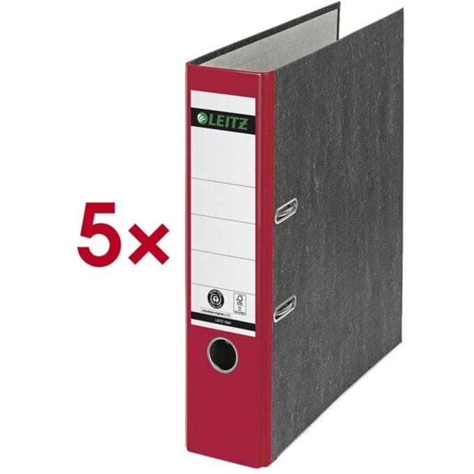 Leitz 180° Ordner Klassiek Gewolkt A4 - Rugbreedte van 80mm - 100% Gerecycled Karton - Rood