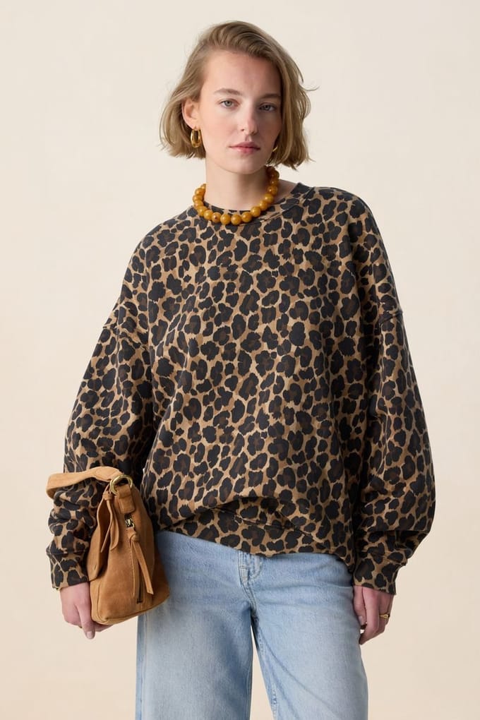 Sissy-Boy - Beige sweater met leopard print