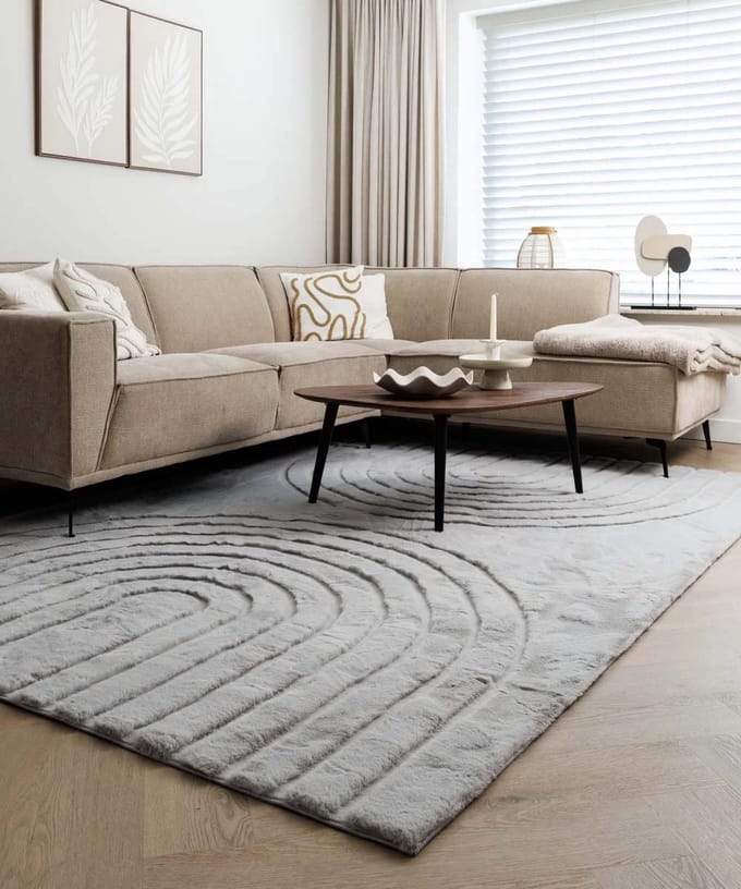 Fluffy vloerkleed - Carvy lichtgrijs 80x150