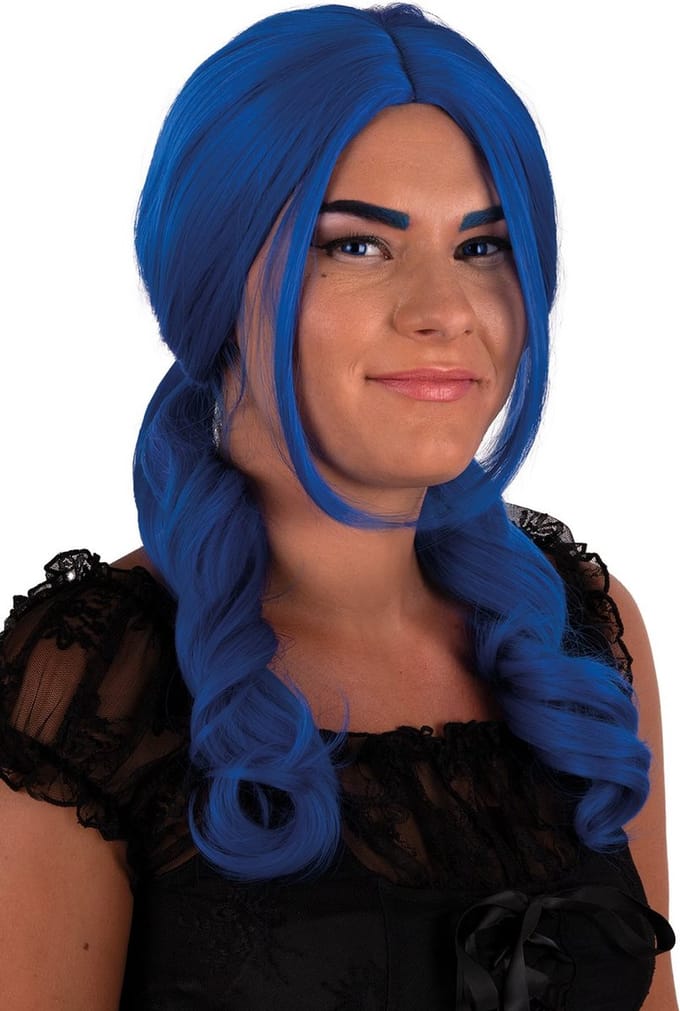 Pruik Raewyn Blauw - luxe - cosplay - carnaval
