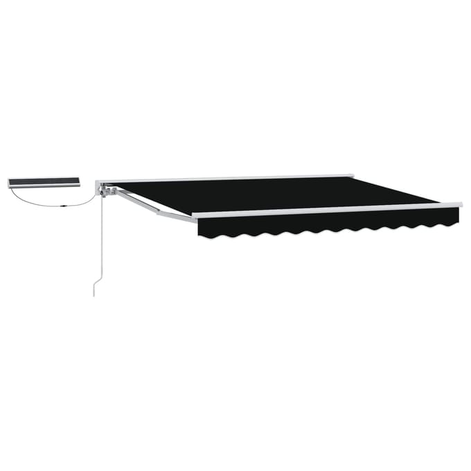 vidaXL - Elektrisch - Uitschuifbare - Zonneluifel - Zwart - en - Wit - 3 - x - 2,5 - m