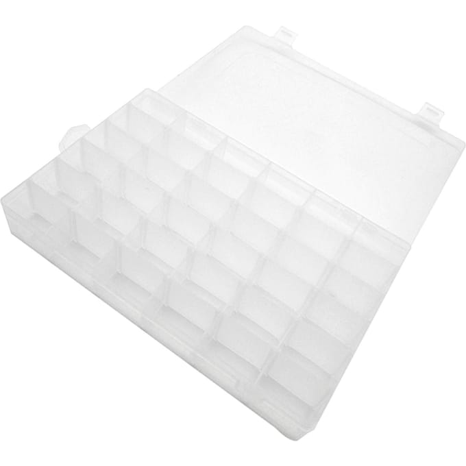 2pcs Boîte Organisateur 36 Compartiments Grille Réglable Double Fermeture Clic Plastique Transparent Boîte de Rangement pour Artisanat white