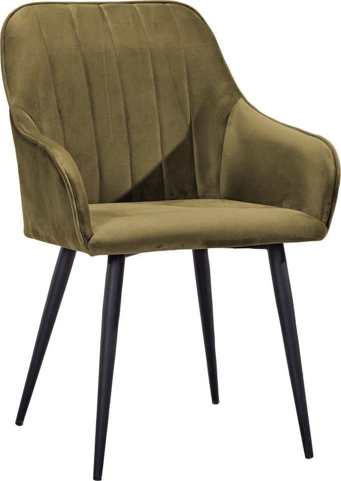 Soof&Tess - Modena Eetkamerstoel - Geel - Fluweel - Velvet - Industrieel - Met armleuning - Easy Clean Stoffen - Hoge Kwaliteit