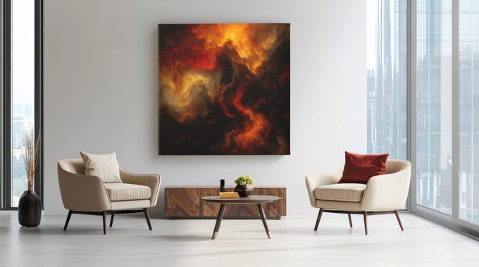 Vierkant Canvas Schilderij - Abstract - Lava Storm - 60x60 cm