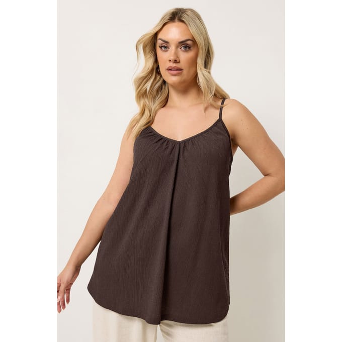 Yours Chocoladebruine Getextureerde Top Met Plooien Size 42
