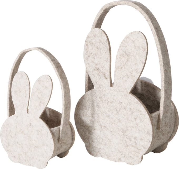 Boltze Home Pasen Geschenktas Konijn 2-delig grijs vilt. klein h19cm groot h25cm Paashaas