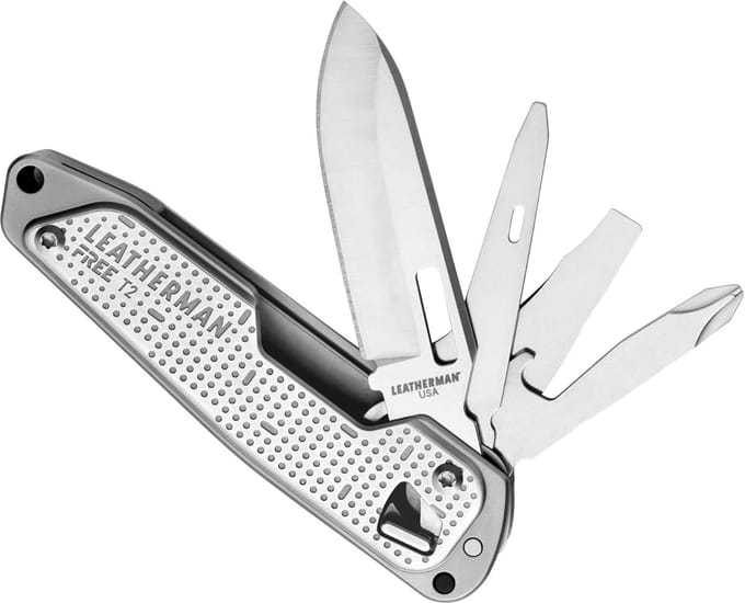 Leatherman Free T2 Multi-Tool - 8-in-1 met Mes, Garaaf en Schroevendraaiers - Magnetische Opening, Lichtgewicht, Minder dan 100g - RVS