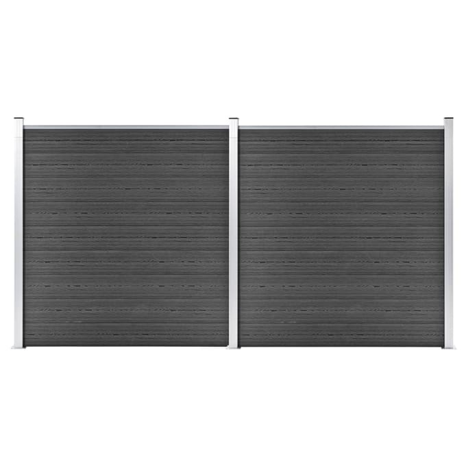 vidaXL - Schuttingpanelenset - 353x186 - cm - HKC - zwart