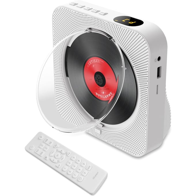 Home verticale Engelse CD leerrecensie CD-speler bureau-ornamenten draadloze Bluetooth CD-machine wit