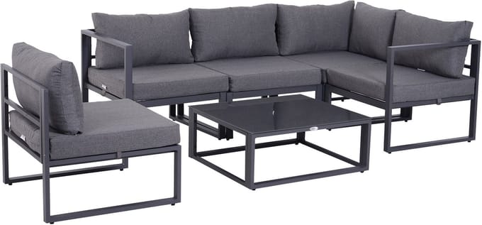 Outsunny - Loungeset - met Kussen - Aluminium - Polyester - Grijs