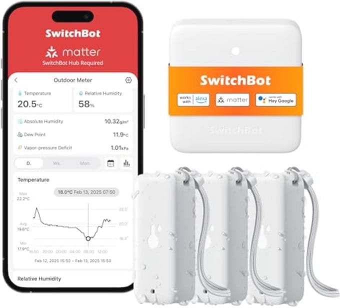 Hygrometer en Thermometer Set voor Binnen en Buiten - Slimme Temperatuur- en Vochtigheidssensor met App-meldingen